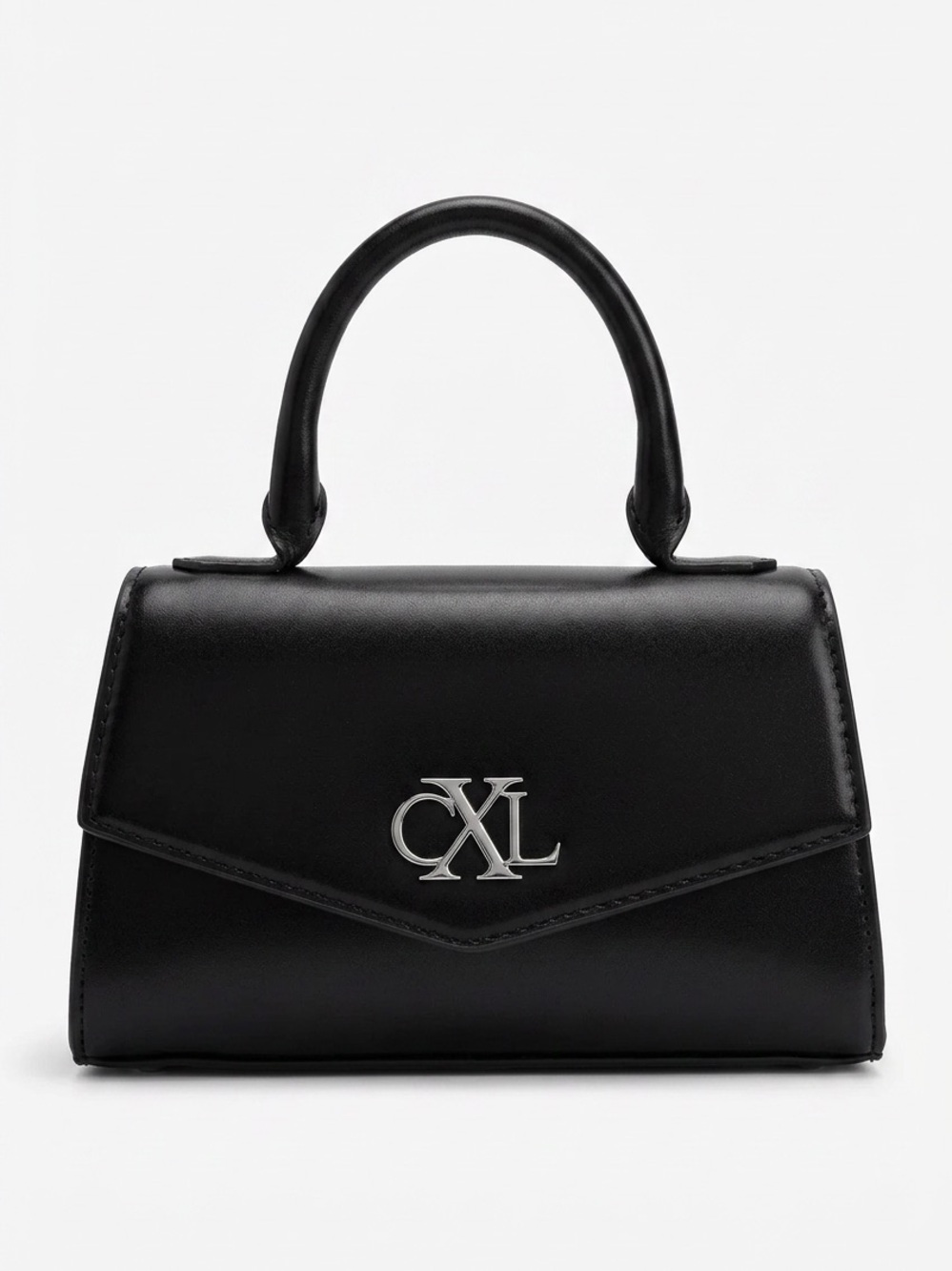 Christian Lacroix Black Mini Top-Handle Bag with Silver Logo